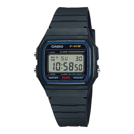 Casio - Montre mixte Alarm Chronograph F-91W-1YEG