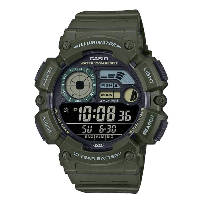 Casio - Montre homme Timeless Illuminator kaki WS-1500H-3BVEF