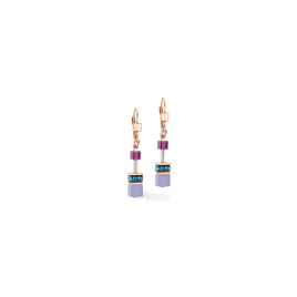 Coeur de Lion - Boucles d'oreilles GeoCube Iconic acier bicolore, cristaux violet rose 2838/20-0807
