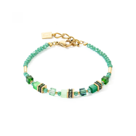Coeur de Lion - Bracelet GeoCube cristaux verts, acier doré 4565/30-0500