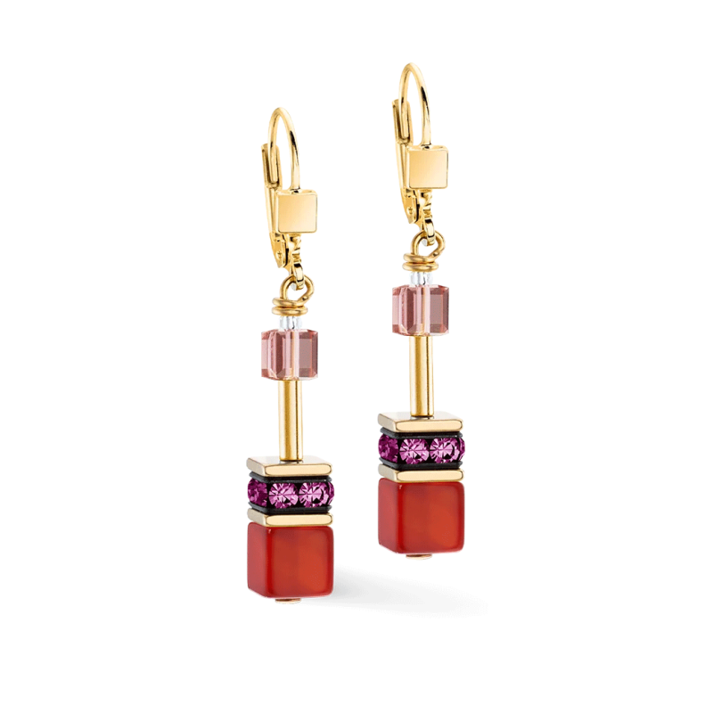 Coeur de Lion - Boucles d'oreilles Geocube Iconic Precious Festive Red 4905/20-0316