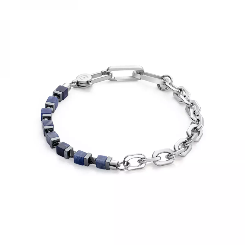 Coeur de Lion - Bracelet Precious Fusion en acier, sodalite et hématite 0905/30-0700