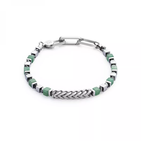 Coeur de Lion - Bracelet Geocube Chain acier et aventurine verte 0906/30-0500