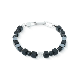 Coeur de Lion - Bracelet Spikes Shape acier, onyx, pierre de lave et hématite 0917/30-1300