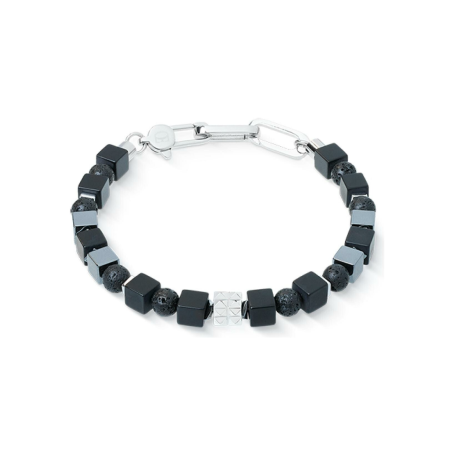 Coeur de Lion - Bracelet Spikes Shape acier, onyx, pierre de lave et hématite 0917/30-1300
