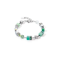 Coeur de Lion - Bracelet Geocube Iconic acier argenté et cristaux verts 2838/30-0500