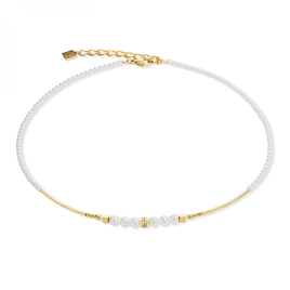 Coeur de Lion - Collier Geocube Iconic acier argenté et perles blanches 4312/10-1416