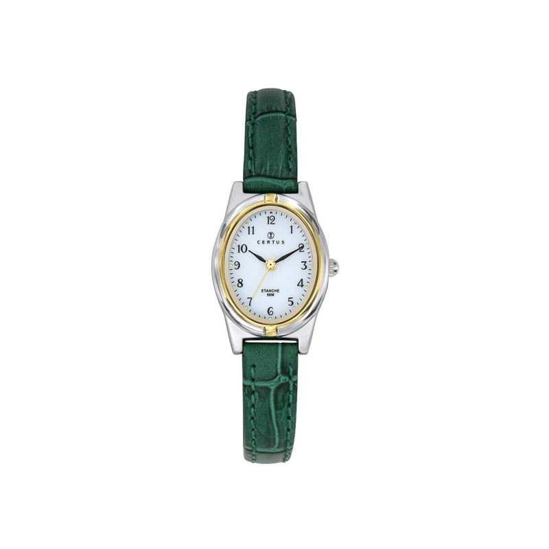 Certus - Montre Femme Quartz Bicolore - Bracelet cuir Vert 645372