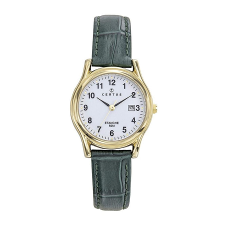 Certus - Montre Femme Quartz Dorée 23 mm Cuir Vert 646607