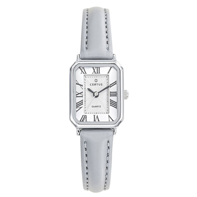 Certus - Montre Femme Quartz Rectangulaire Cuir Gris 644560