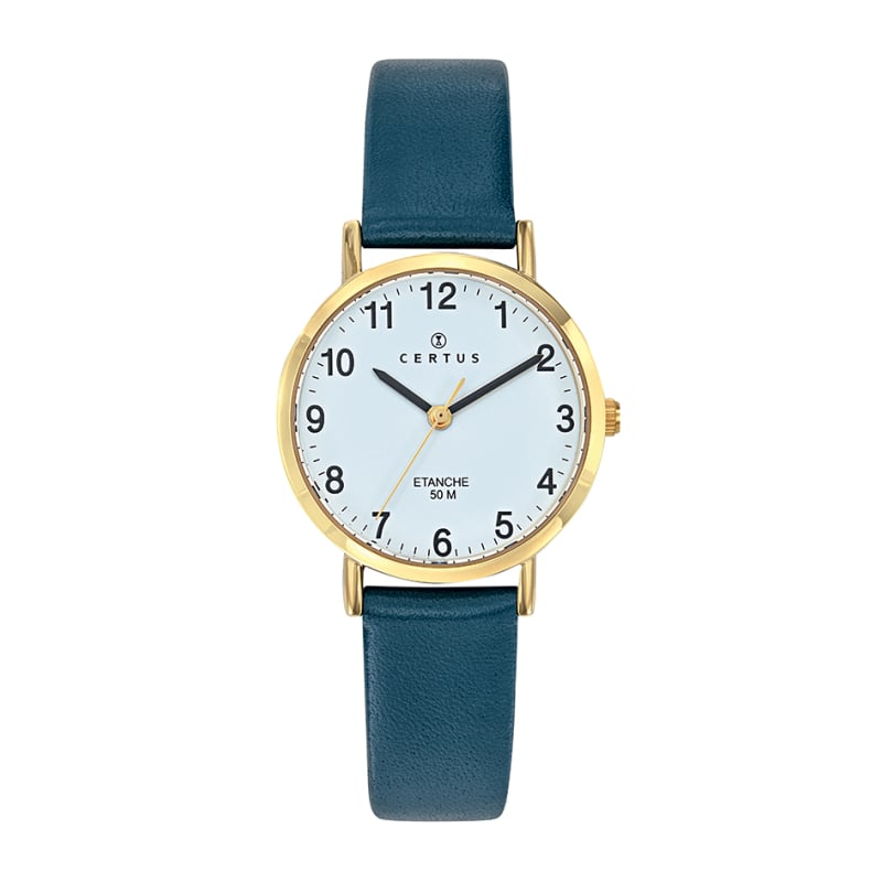 Certus - Montre Femme Quartz Dorée 30 mm Cuir bleu 646581