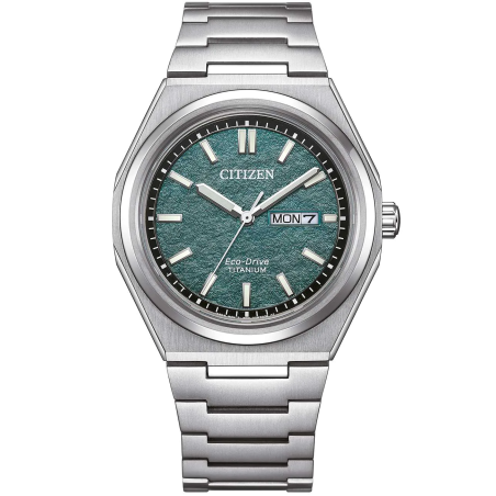 Citizen - Montre Homme Eco-Drive Titane 40 mm Cadran Vert AW0130-85XC