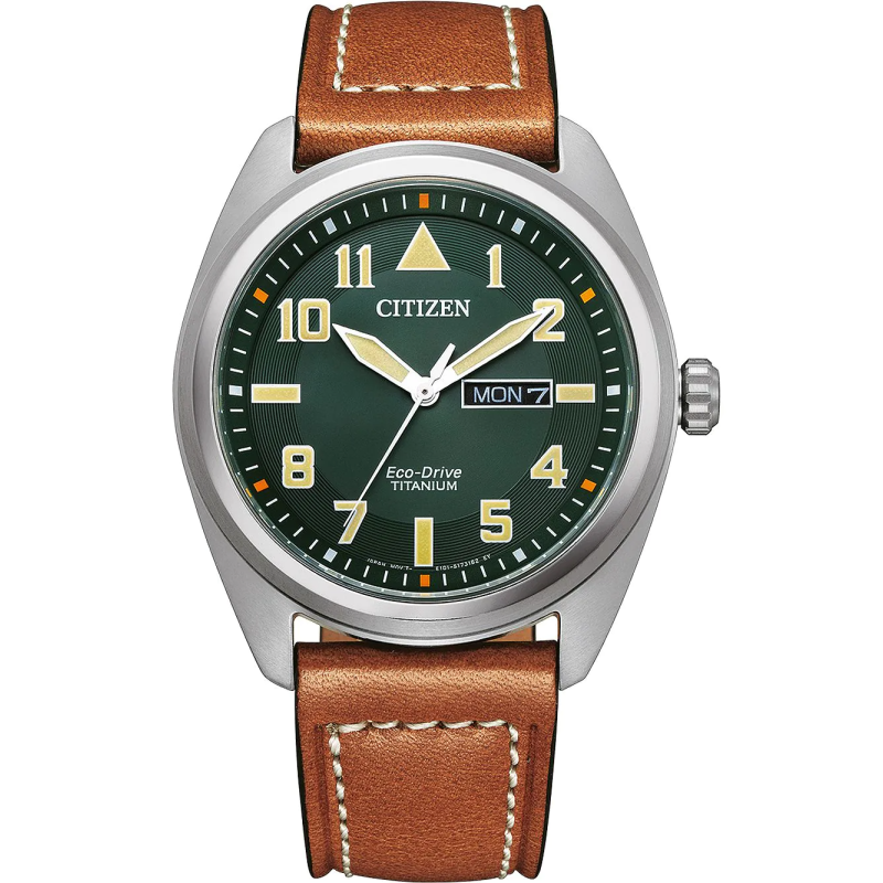 Citizen - Montre Homme Eco-Drive Titane 42 mm Cuir Brun BM8560-11XC Citizen - Montre Homme Eco-Drive Titane 42 mm Cuir Brun BM8560-11XC