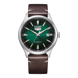 Citizen - Montre Homme Automatique 40 mm Vert Jour-Date Cuir NH8390-03XC
