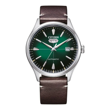 Citizen - Montre Homme Automatique 40 mm Vert Jour-Date Cuir NH8390-03XC