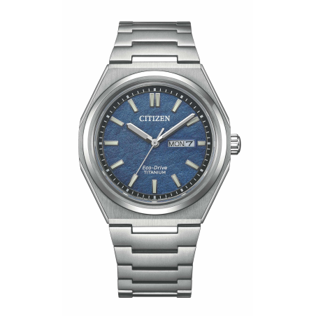 Citizen - Montre Homme Eco-Drive Titane 39 mm Bleu Jour-Date AW0130-85LC