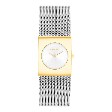 Calvin Klein - Montre femme CK Pulse PVD Or 21 mm Maille Milanaise Blanc 25100139