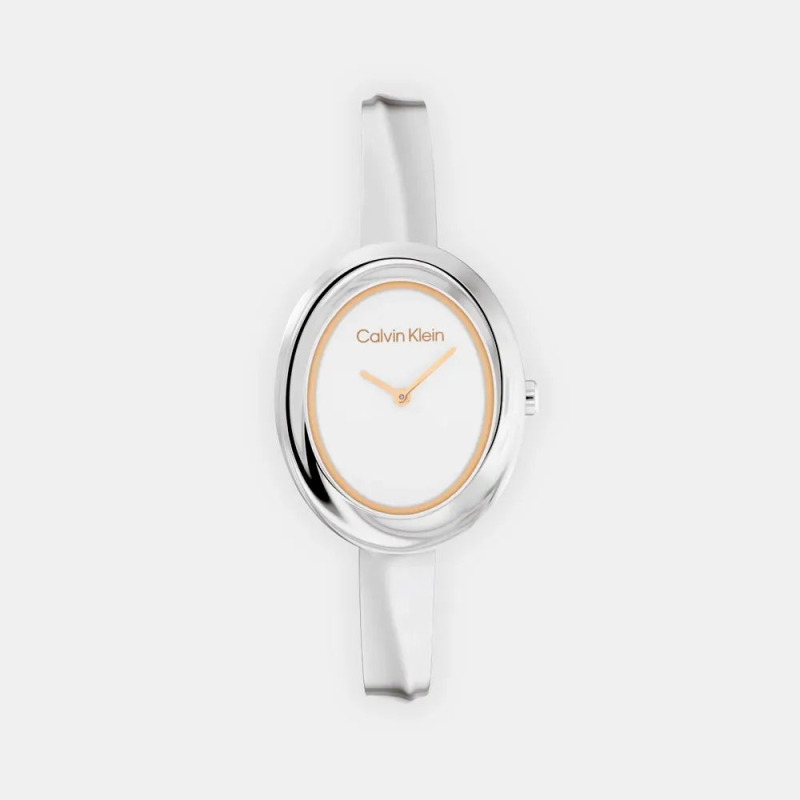 Calvin Klein - Montre femme Twisted Bezel en Acier Argenté 25100055