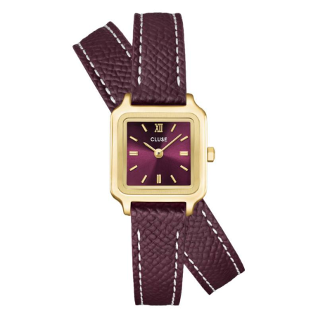Cluse - Montre femme Gracieuse Mini Bracelet Cuir Rouge Vin Effet Crocodile CW15503