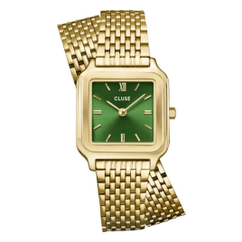 Cluse - Montre femme Gracieuse Petite Boîtier Carré Doré Cadran Vert CW15504