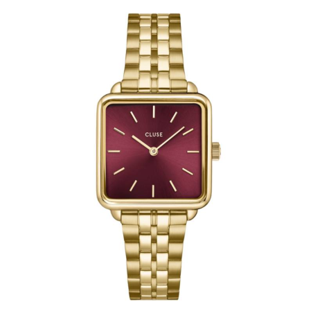 Cluse - Montre femme La Tétragone Dorée Cadran Bordeaux Soleillé CW10312
