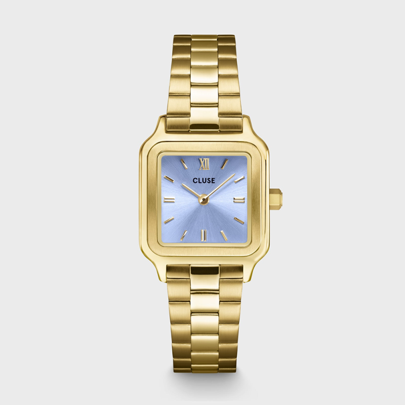Cluse - Montre femme Gracieuse Petite Boîtier Carré Doré Cadran Lilas Givré CW11820