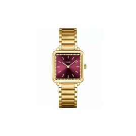 Cluse - Montre femme La Tétragone Dorée  Cadran bordeaux Boîtier Carré CW10314