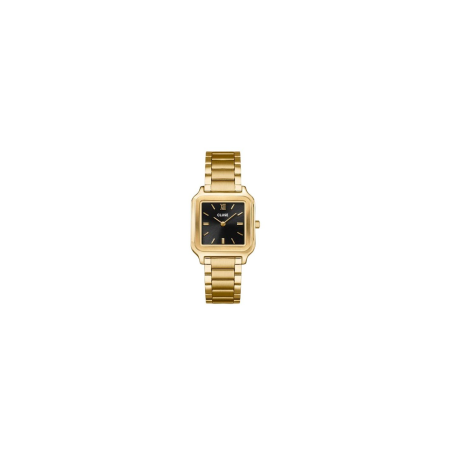 Cluse - Montre femme La Tétragone Dorée CW11906 Cadran Noir Boîtier Carré