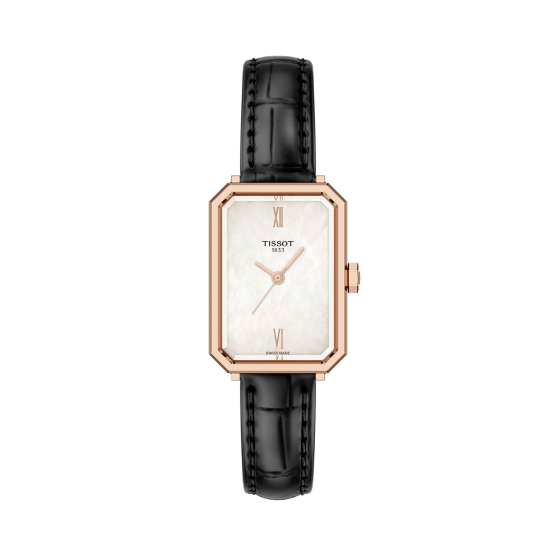 Tissot - Montre femme SRV Design Art Déco, Cadran Nacre et Verre Saphir Facetté T1601103611300