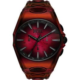 Diesel - Montre homme D-Curve DZ4693 Chrono acier cadran et bracelet rouge