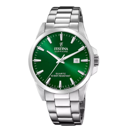 Festina - Montre homme Swiss Made F20024/6 Homme Acier 316L, Cadran Vert, Verre Saphir