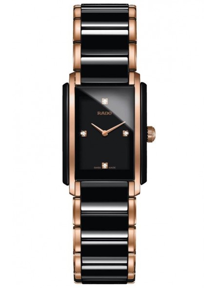 Montre Femme Rado Rectangle Intégral diamants Quartz Noir Rose - R20612712 Montre Femme Rado Rectangle Intégral diamants Quartz Noir Rose - R20612712