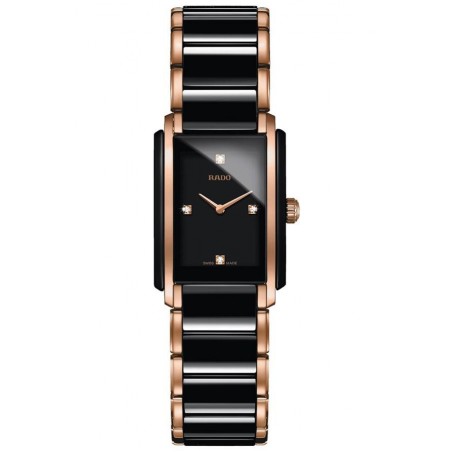 Montre Femme Rado Rectangle Intégral diamants Quartz Noir Rose - R20612712