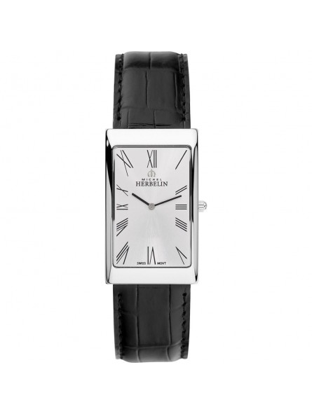 HERBELIN GRAND PALAIS ARGENT CUIR NOIR 1162/01