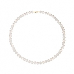 COLLIER RANG 45 CM PERLES EAU DOUCE BLANCHES 7.5/8 MM OR JAUNE 375